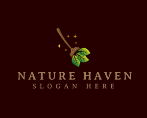 Leaf Nature Broom logo design