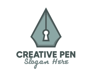 Pen Nib Keyhole logo design