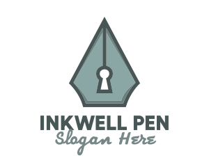 Pen Nib Keyhole logo design