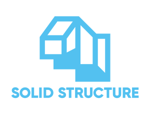 Cyan Blue Geometric Structure logo design