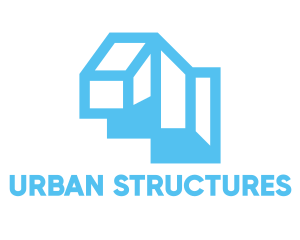 Cyan Blue Geometric Structure logo design