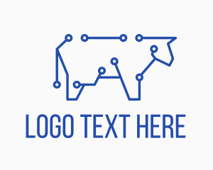 Dairy - Blue Cyber Cow logo design