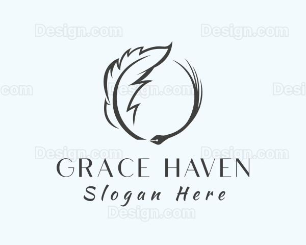 Feather Quill Pen Writing Logo