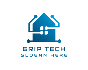 Blue Circuit Tech House logo design