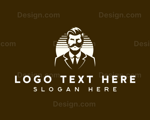 Gentleman Mustache Grooming Logo