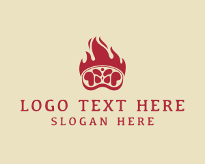 Meat - Flaming Meat Barbecue logo design