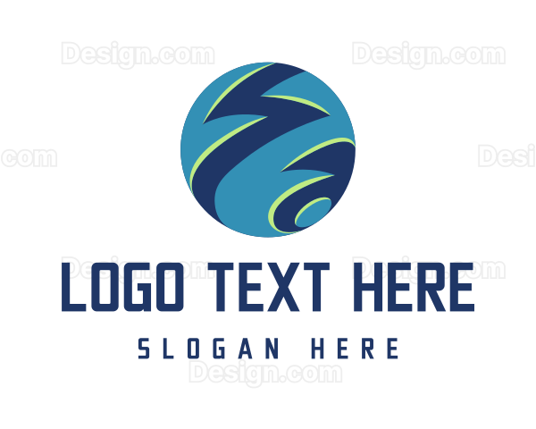 Modern Zigzag Globe Logo