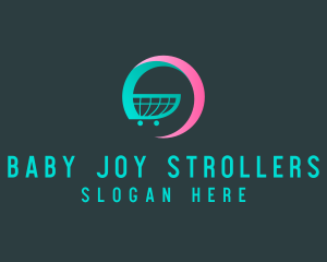 Supermarket Grocery Cart logo design