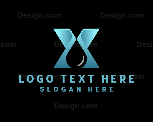 Water Droplet Distillery Letter X Logo