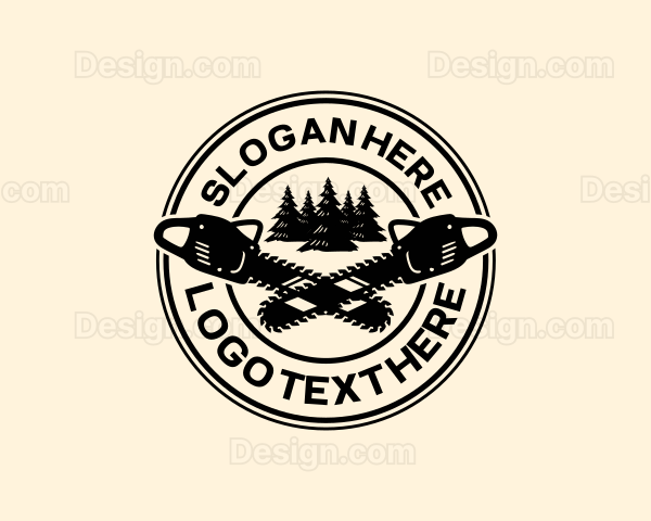 Chainsaw Forestry Woodwork Logo