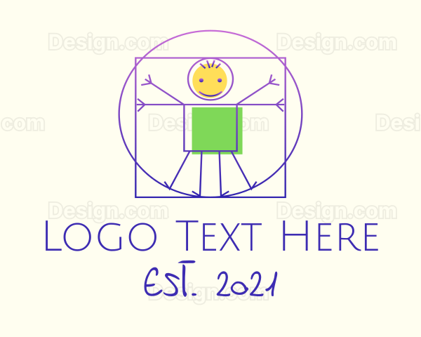 Vitruvian Man Stick Figure Logo