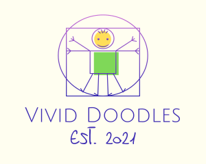 Vitruvian Man Stick Figure logo design