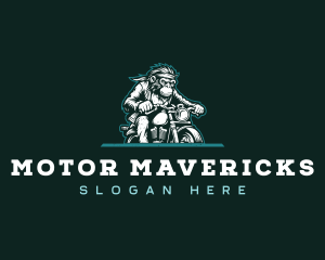 Monkey Motorcycle Rider logo design