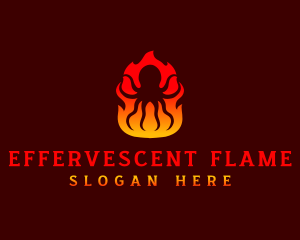 Octopus Flame BBQ logo design