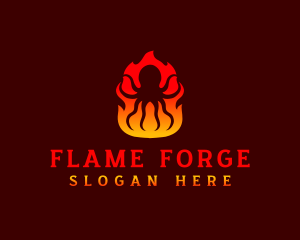 Octopus Flame BBQ logo design