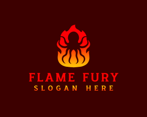 Octopus Flame BBQ logo design