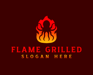 Octopus Flame BBQ logo design