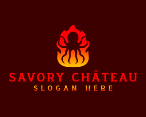 Octopus Flame BBQ logo design