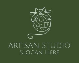 Kitten Yarn Ball logo design