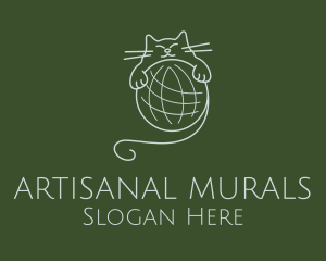 Kitten Yarn Ball logo design