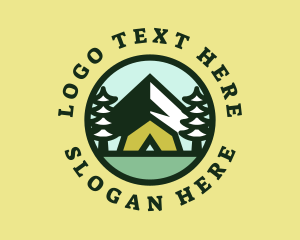 Mountain - Hipster Forest Camp Badge logo design
