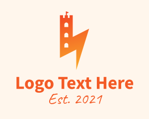 Current - Orange Lightning Tower logo design