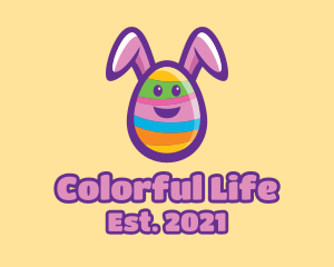 Colorful Easter Bunny Egg logo design