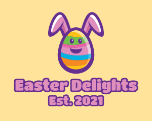 Colorful Easter Bunny Egg logo design