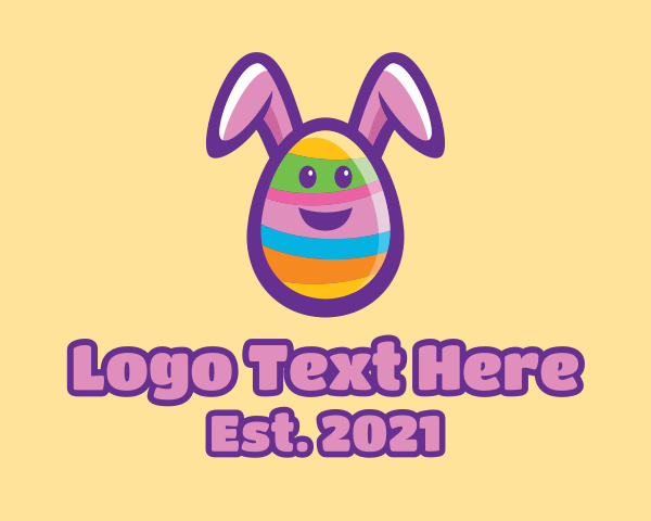 Colorful Easter Bunny Egg logo