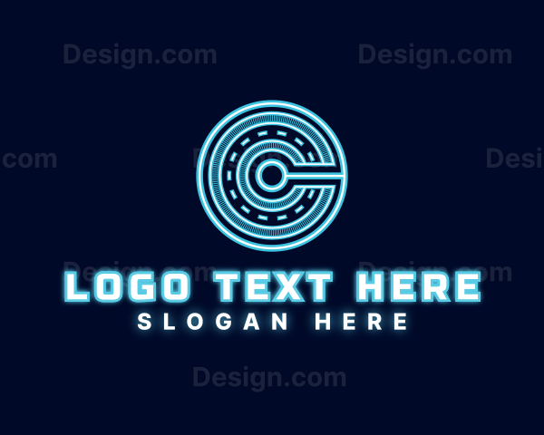 Hologram Technology Letter C Logo