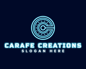 Hologram Technology Letter C logo design