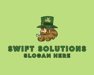 Irish Leprechaun Smoking logo design