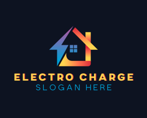 Residential House Lightning Bolt logo design