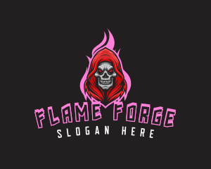 Skull Gamer Flame logo design