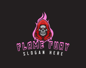 Skull Gamer Flame logo design