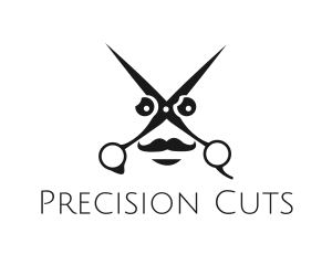 Scissors Mustache Face logo