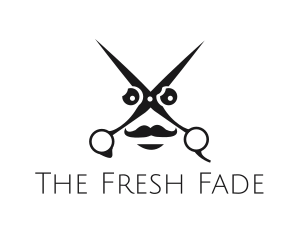 Scissors Mustache Face logo design