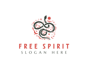 Floral Boho Snake logo design