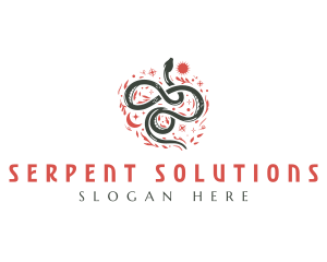 Floral Boho Snake logo design