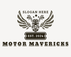 Mechanical Motorcycle Wings logo design