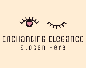 Heart Eye Wink Lashes logo design