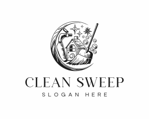 Vintage Housekeeping Cleaning logo design