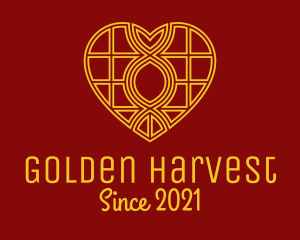 Golden Heart Line Art logo design