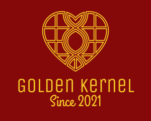 Golden Heart Line Art logo design