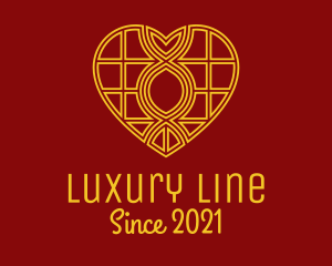 Golden Heart Line Art logo design