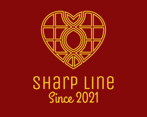 Golden Heart Line Art logo design