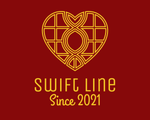 Golden Heart Line Art logo design