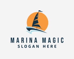 Sun Sailing Yacht  logo design