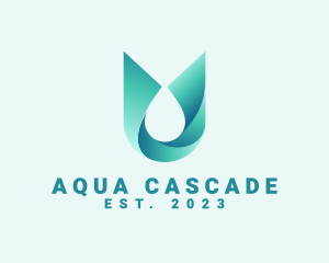 Abstract Aqua Water Droplet logo design