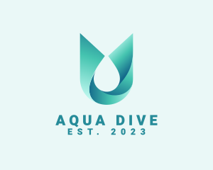 Abstract Aqua Water Droplet logo design